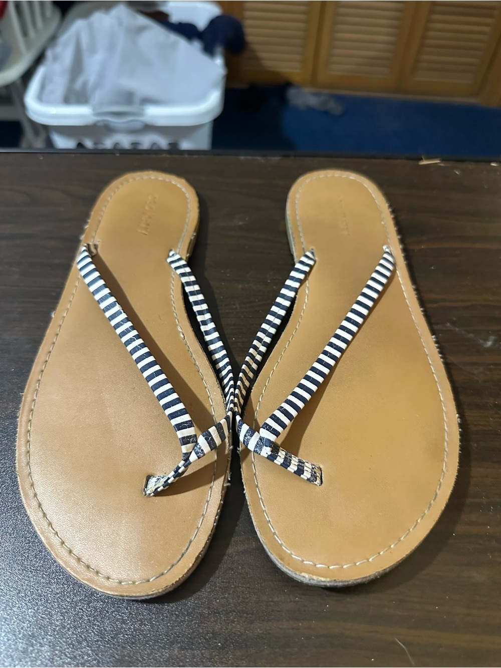 Old Navy Navy and White Striped Flip Flop Sandals
